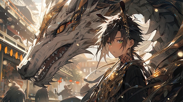 Gratis foto mythisch drakenbeest in anime-stijl