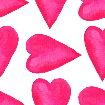 Naadloos decoratief hartpatroon. herhalende achtergrond met kleurrijke aquarel harten. valentijnsdag feestelijk ontwerp.