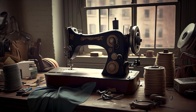 Gratis foto naaiende kleermakersdoek een vintage achtergrond gegenereerd door ai