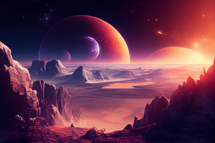 Gratis Foto nachthemel met planeten en sterrenstelsels scène generatieve ai