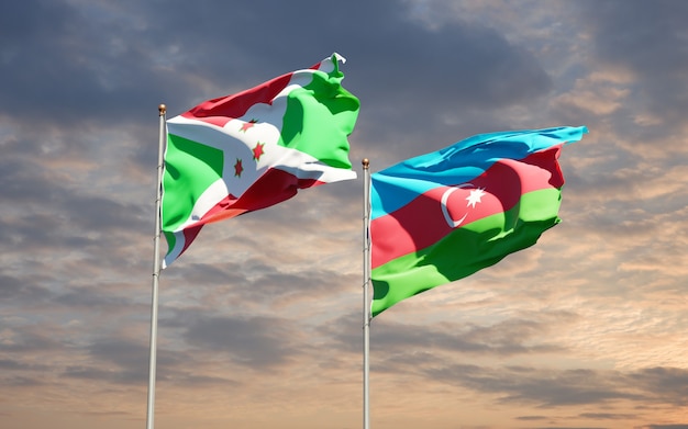 Nationale vlaggen van azerbeidzjan en burundi