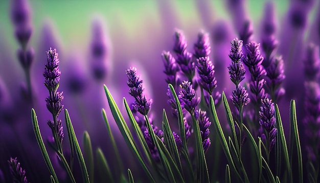 Natuur close-up Paarse plantenbloem in generatieve AI in de zomer