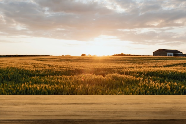 Natuurproductachtergrond, boerderij en zonlicht