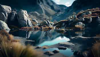 Gratis foto natuurschoon gevangen rustige scène bergtop reflectie generatieve ai