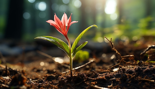 Gratis foto natuurschoon in één enkele bloem, levendig en vol leven, gegenereerd door kunstmatige intelligentie