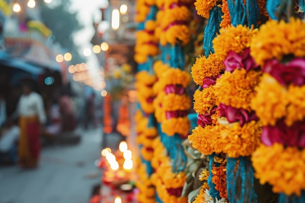 Gratis foto navratri zeer gedetailleerde bloemendecoratie