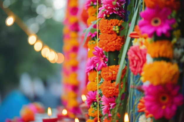 Gratis foto navratri zeer gedetailleerde bloemendecoratie