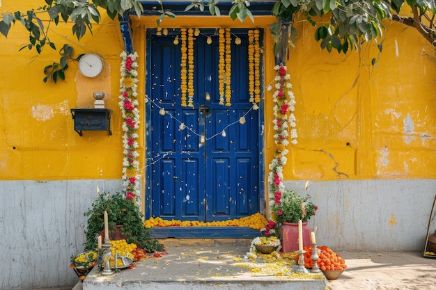 Gratis foto navratri zeer gedetailleerde deurdecoratie