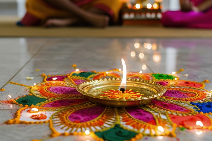 Gratis Foto navratri zeer gedetailleerde kaars decoratie
