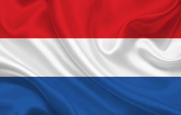 Nederland land vlag op golvende zijde stof achtergrond panorama - illustratie