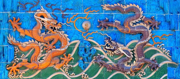 Negen-drakenmuur in Beihai Park in Peking