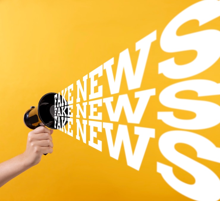 Gratis Foto nepnieuws komt uit een megafoon