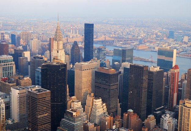 Gratis foto new york city manhattan skyline luchtfoto uitzicht