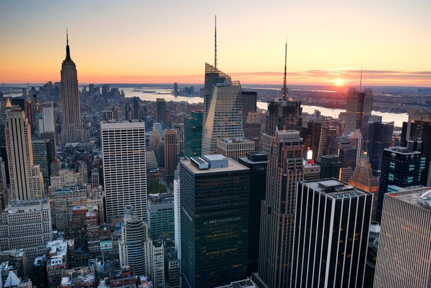 New York City Manhattan skyline zonsondergang