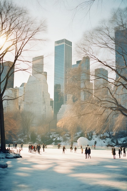 Gratis foto new york-park tijdens de winter