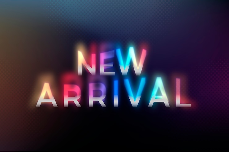 Gratis Foto nieuwe aankomst winkelen woord in kleurrijke neon psychedelische lettertype typografie illustratie