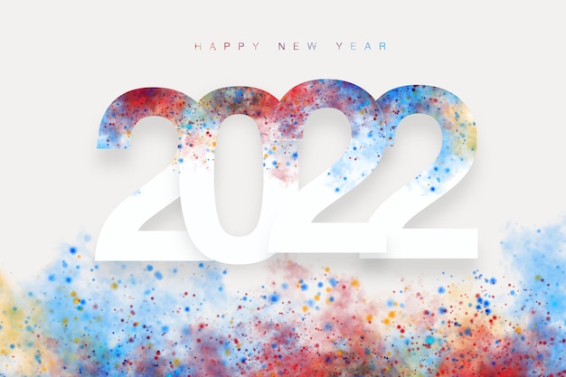 Nieuwjaarsbord 2022 met kleurrijk schilderij