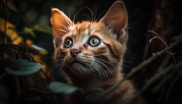 Gratis foto nieuwsgierig kitten starend speels schattig en pluizig gegenereerd door ai