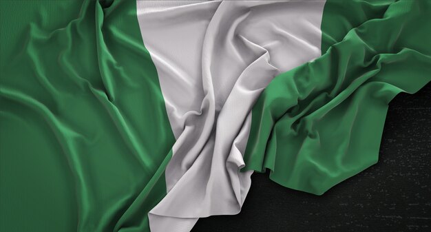 Nigeria Flag Rinked On Dark Background 3D Render