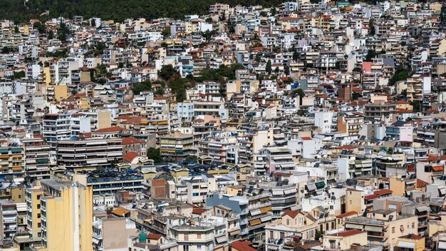 Niveaus van meerdere woon- en staatsgebouwen in Kavala, Griekenland