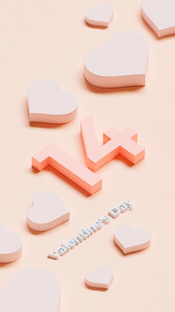 Nummer 14 voor Valentijnsdag met 3D-harten