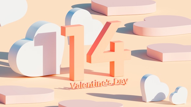 Nummer 14 voor Valentijnsdag met 3D-harten