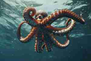 Gratis foto octopus seen in its underwater natural habitat