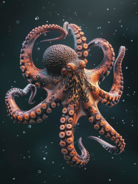 Gratis foto octopus seen in its underwater natural habitat