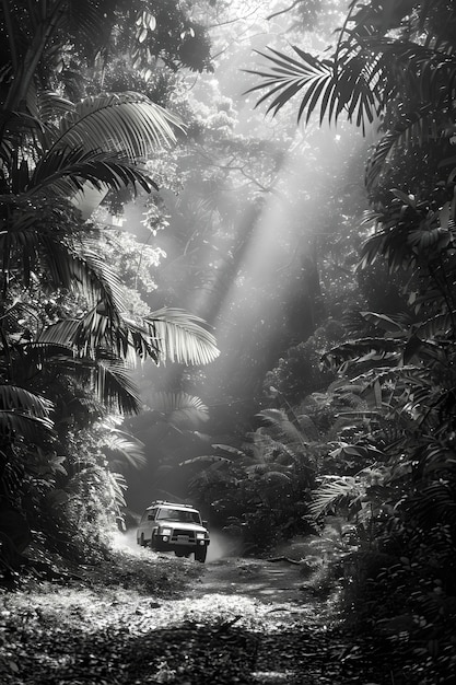 Off-road auto in de wildernis