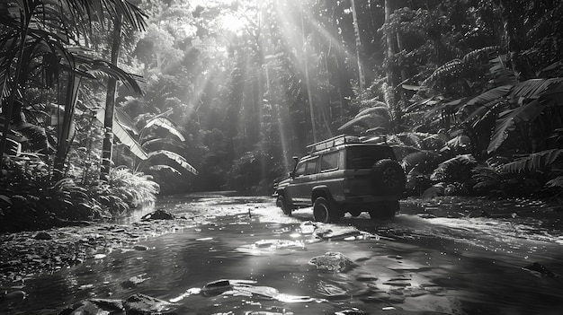 Off-road auto in de wildernis