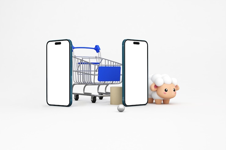 Gratis Foto online winkelen met smartphone en lam