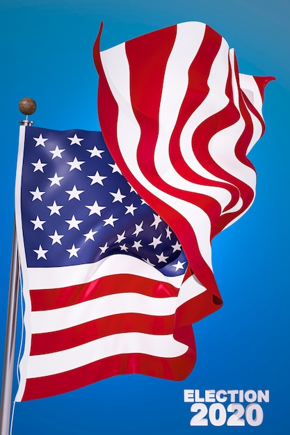 Ons verkiezingenconcept met de vlag van amerika