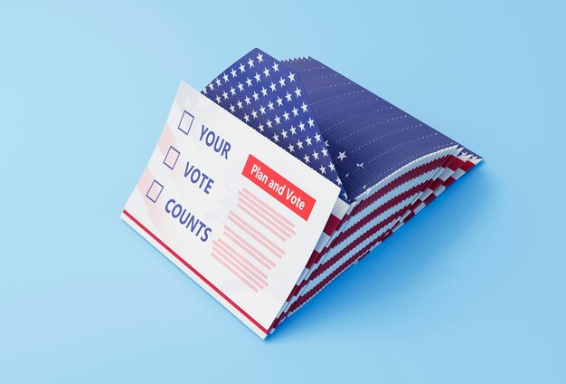 Ons verkiezingenconcept met de vlag van amerika