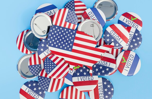 Ons verkiezingenconcept met de vlag van amerika