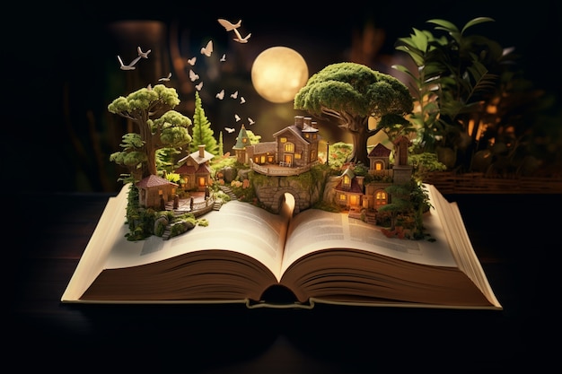Open boekconcept voor sprookjes en fictieverhalen
