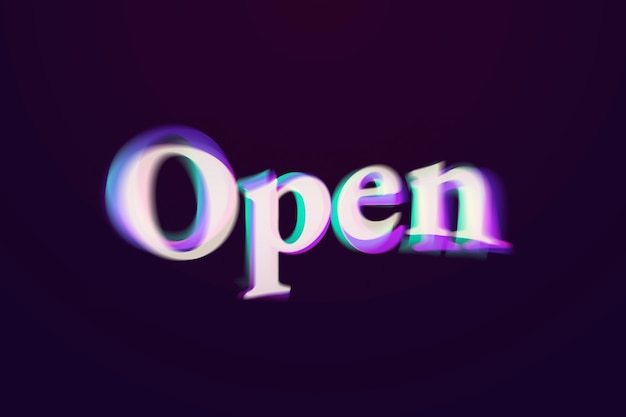 Open woord in anaglyph-teksttypografie