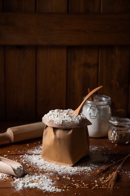 Opgeslagen meel gebruikt om te koken