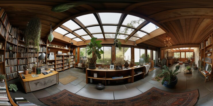 Gratis Foto opname voor panoramische compositie van bibliotheek