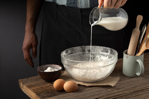 Opstelling van heerlijk brood van dode ingrediënten