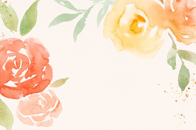 Oranje roos frame achtergrond lente aquarel illustratie