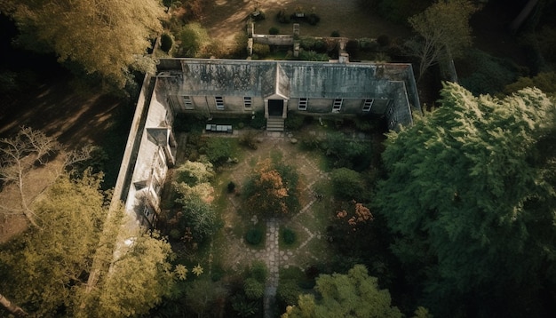 Gratis foto oude boom staat hoog in herfstbos gegenereerd door ai