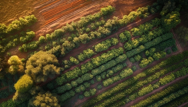 Overvloed aan organische groei in landelijke weide gegenereerd door AI