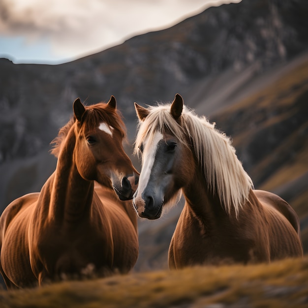 Gratis foto paard in de natuur genereert beeld