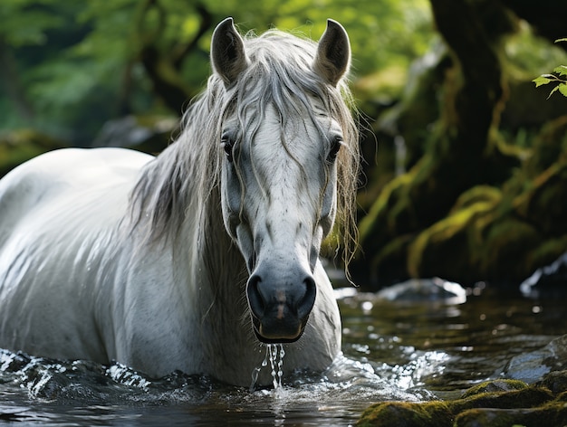 Gratis foto paard in de natuur genereert beeld