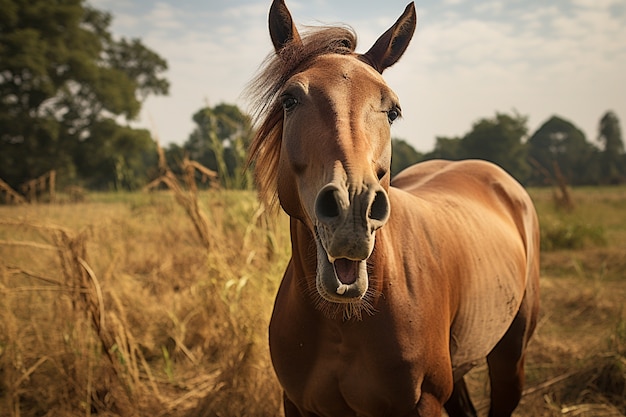 Gratis foto paard in de natuur genereert beeld