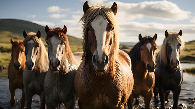 Paarden in de natuur genereren beeld