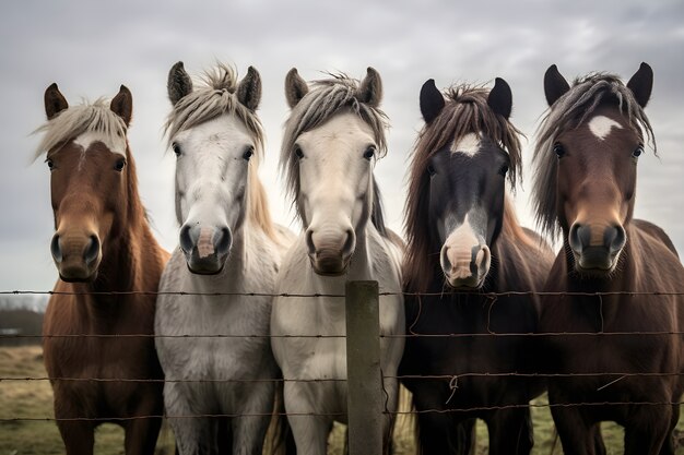 Gratis foto paardenkudde achter hek