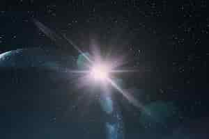 Gratis foto paarse lensflare met zeshoekige spookachtergrond in de ruimte