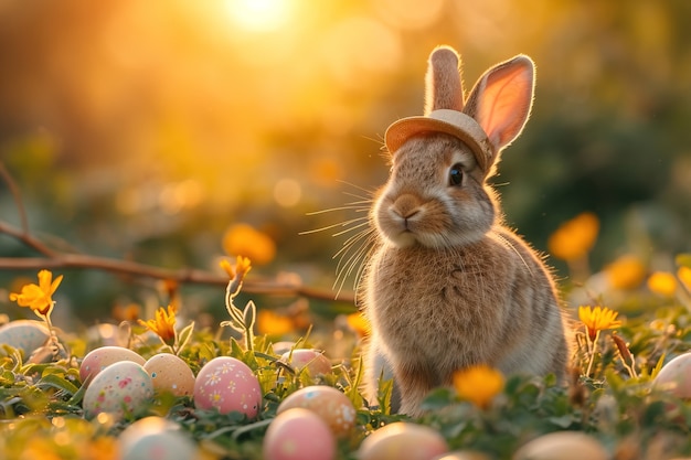 Gratis foto paasfeest met een droomkonijn.