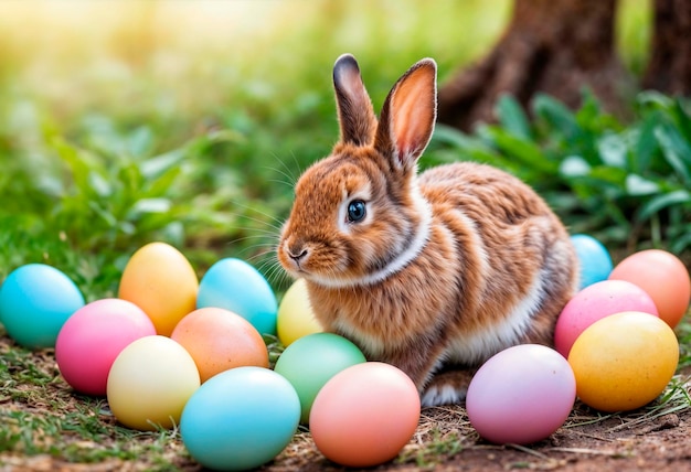 Gratis foto paasfeest met een schattig konijn